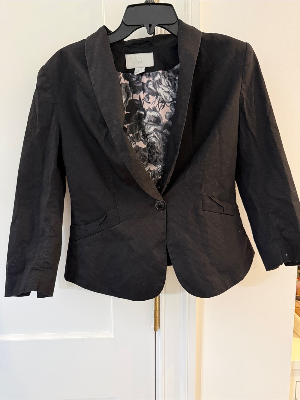 H&M Black Shawl Lapel Single-Button Blazer